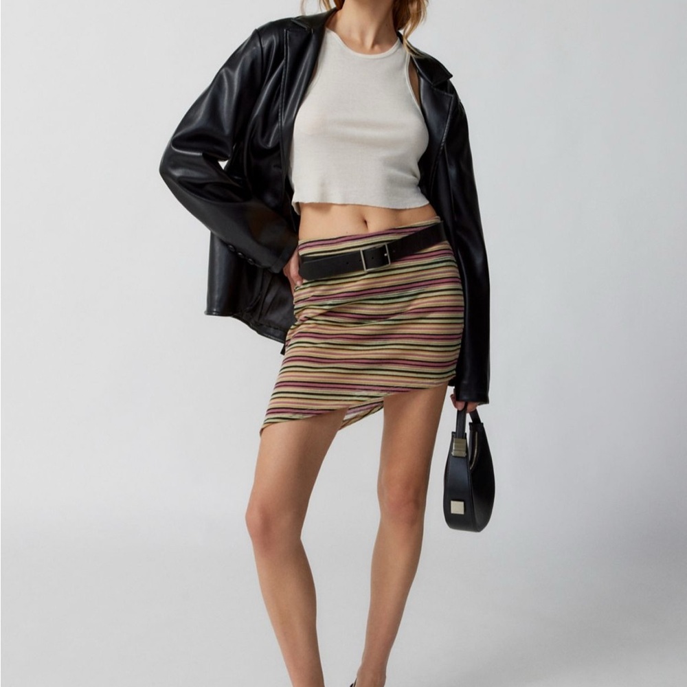 Urban Outfitters Striped Mini Skirt - Black and Green